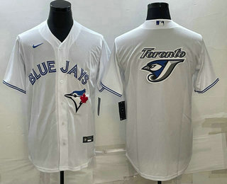 Mens Toronto Blue Jays Big Logo White Stitched MLB Cool Base Nike Jersey->->MLB Jersey